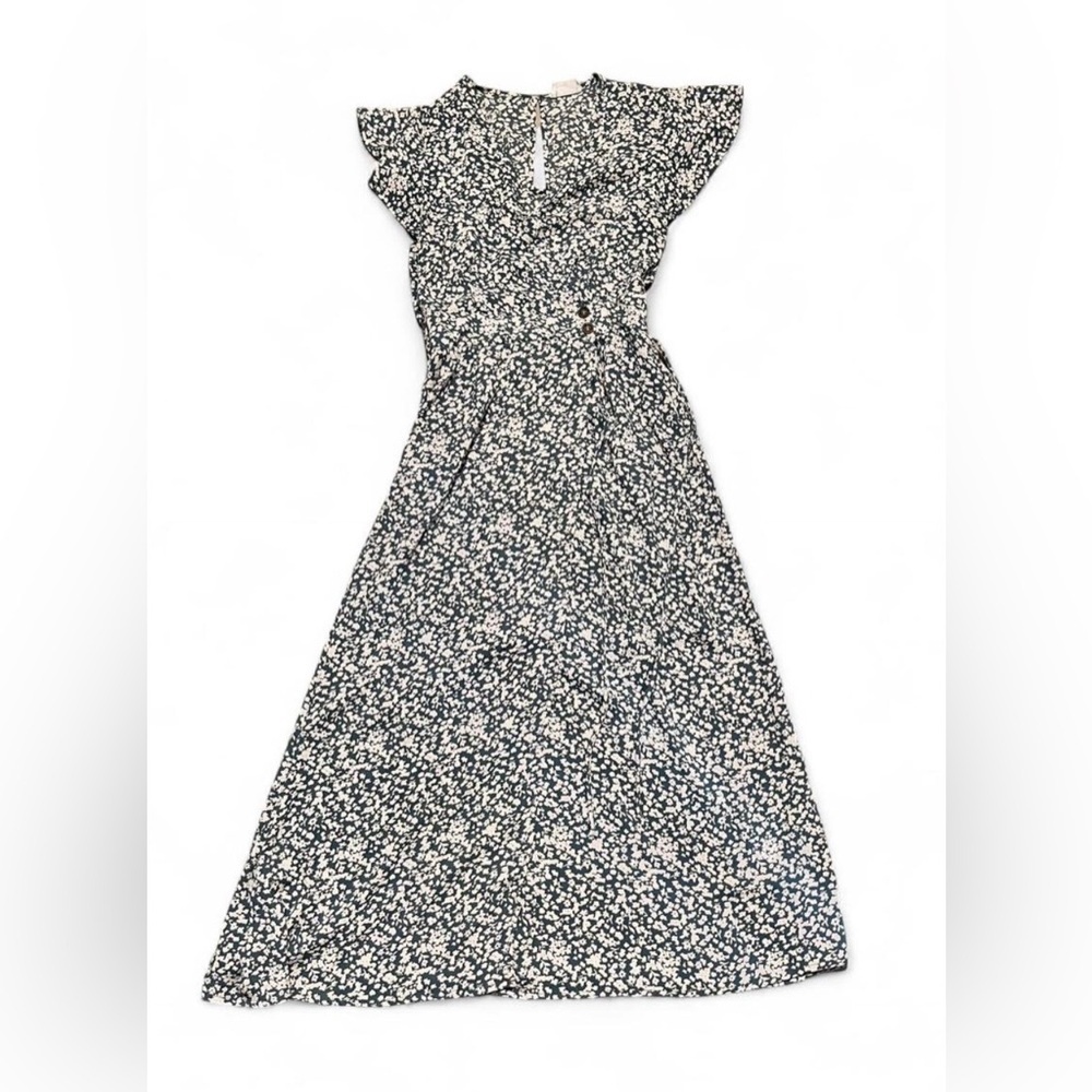 Sienna Sky Floral Black and White Waist Slimming Autumn Wedding Guest Dress